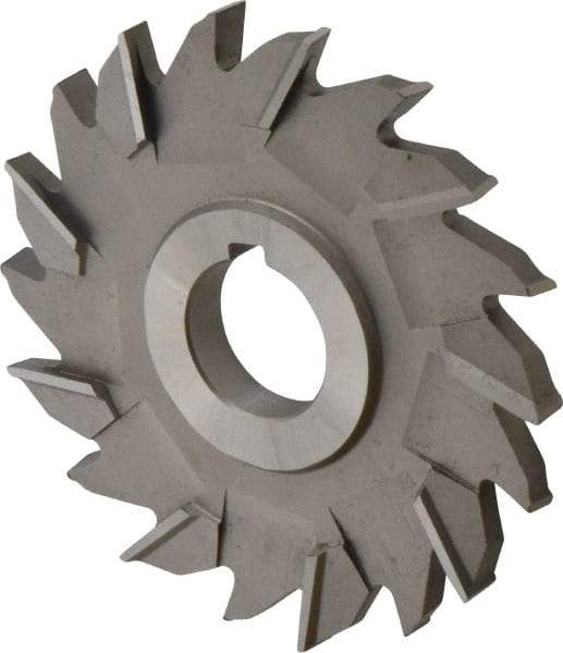 Made in USA - 4" Diam x 3/8" Width of Cut, 18 Teeth, High Speed Steel Side Milling Cutter - Staggered Teeth, Uncoated - USA Tool & Supply