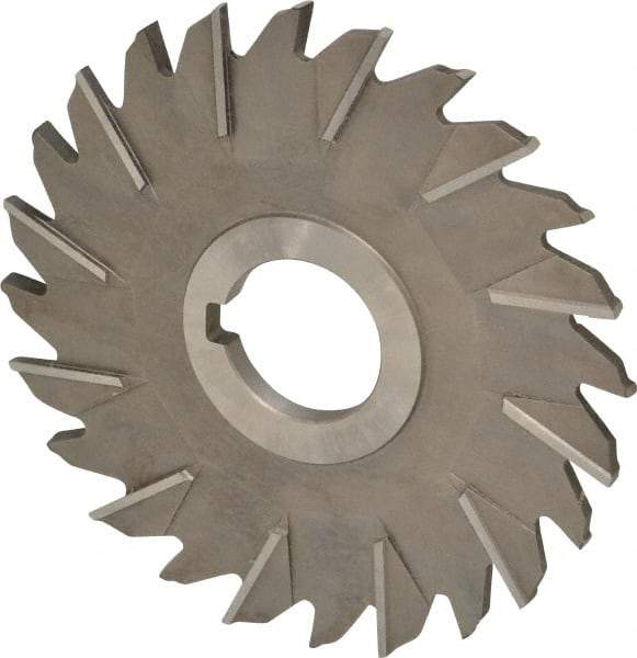 Made in USA - 5" Diam x 1/4" Width of Cut, 24 Teeth, High Speed Steel Side Milling Cutter - Staggered Teeth, Uncoated - USA Tool & Supply