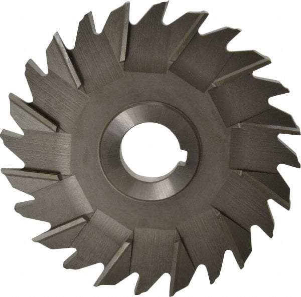 Made in USA - 5" Diam x 3/8" Width of Cut, 24 Teeth, High Speed Steel Side Milling Cutter - Staggered Teeth, Uncoated - USA Tool & Supply