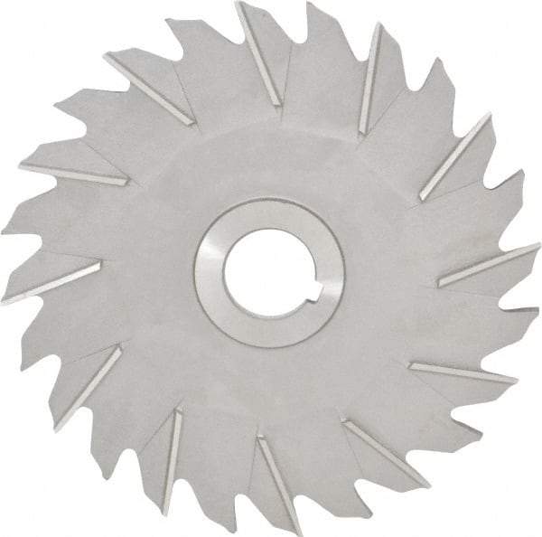 Made in USA - 6" Diam x 1/4" Width of Cut, 24 Teeth, High Speed Steel Side Milling Cutter - Staggered Teeth, Uncoated - USA Tool & Supply