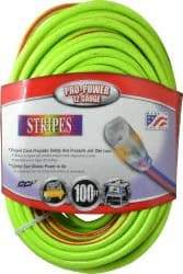 Southwire - 100', 12/3 Gauge/Conductors, Green/Red Outdoor Extension Cord - 1 Receptacle, 15 Amps, 125 VAC, UL SJTW, NEMA 5-15P, 5-15R - USA Tool & Supply