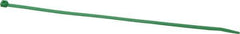 Made in USA - 8-7/8" Long Green Nylon Standard Cable Tie - 40 Lb Tensile Strength, 1.24mm Thick, 1-3/4" Max Bundle Diam - USA Tool & Supply