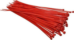 Made in USA - 11-1/4" Long Red Nylon Standard Cable Tie - 50 Lb Tensile Strength, 1.32mm Thick, 3" Max Bundle Diam - USA Tool & Supply