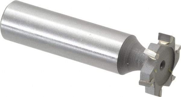 Made in USA - 3/4" Diam x 5/32" Face Width, Carbide-Tipped, 6 Teeth, Shank Connection Woodruff Keyseat Cutter - Uncoated, 2-5/32" OAL x 1/2" Shank, Staggered Teeth, ANSI 506, Old Standard 8 - USA Tool & Supply