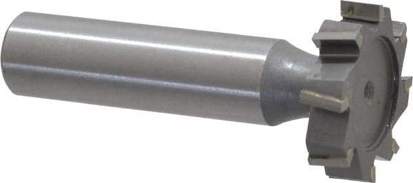Made in USA - 1" Diam x 1/4" Face Width, Carbide-Tipped, 8 Teeth, Shank Connection Woodruff Keyseat Cutter - Uncoated, 2-1/4" OAL x 1/2" Shank, Staggered Teeth, ANSI 808, Old Standard 15 - USA Tool & Supply