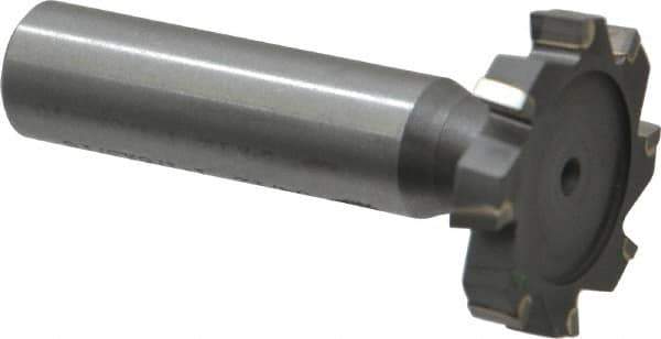 Made in USA - 1-1/8" Diam x 3/16" Face Width, Carbide-Tipped, 8 Teeth, Shank Connection Woodruff Keyseat Cutter - Uncoated, 2-3/16" OAL x 1/2" Shank, Staggered Teeth, ANSI 609, Old Standard 16 - USA Tool & Supply