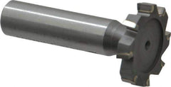 Made in USA - 1-1/8" Diam x 3/16" Face Width, Carbide-Tipped, 8 Teeth, Shank Connection Woodruff Keyseat Cutter - Uncoated, 2-3/16" OAL x 1/2" Shank, Staggered Teeth, ANSI 609, Old Standard 16 - USA Tool & Supply