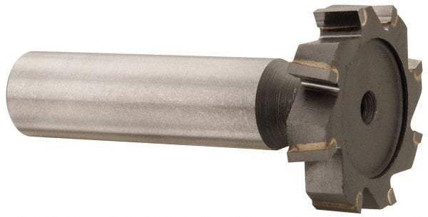 Made in USA - 1-1/8" Diam x 1/4" Face Width, Carbide-Tipped, 8 Teeth, Shank Connection Woodruff Keyseat Cutter - Uncoated, 2-1/4" OAL x 1/2" Shank, Staggered Teeth, ANSI 809, Old Standard 18 - USA Tool & Supply