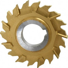 Made in USA - 3" Diam x 5/16" Width of Cut, 18 Teeth, High Speed Steel Side Milling Cutter - Staggered Teeth, TiN Coated - USA Tool & Supply