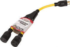 Southwire - 2 Outlets, 125 VAC, 20 Amp, Yellow and Black, Y Adapter - L5-20P, L5-20R NEMA Configuration, 20 Inch Long, UL Listed - USA Tool & Supply