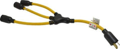 Southwire - 3 Outlets, 125 VAC, 20 Amp, Yellow and Black, W Adapter - L5-20P, L5-20R NEMA Configuration, 20 Inch Long, UL Listed - USA Tool & Supply