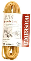 Southwire - 25', 18/2 Gauge/Conductors, Gold Indoor Replacement Cord - 2 Receptacles, 10 Amps, UL SPT-1 - USA Tool & Supply