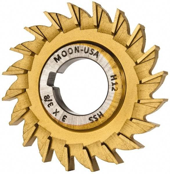 Made in USA - 3" Diam x 3/8" Width of Cut, 20 Teeth, High Speed Steel Side Milling Cutter - Straight Teeth, TiN Coated - USA Tool & Supply