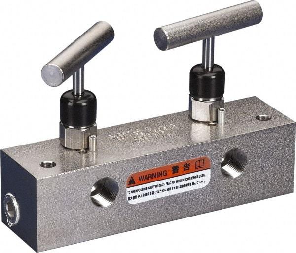 Enerpac - 3/8" Inlet, 3/8" Outlet Manifold - 6" Long x 1.63" Wide x 4.16" High, 150°F Max, 1 Inlet Port, 4 Outlet Ports - USA Tool & Supply