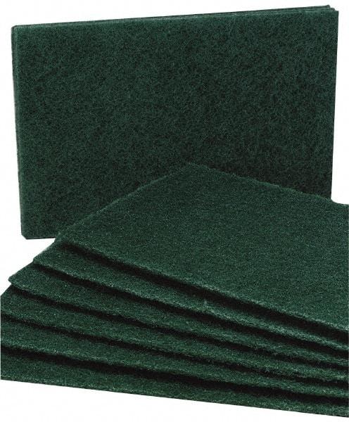 Ability One - 9-1/2" Long x 6" Wide x 1/4" Thick Scouring Pad - Medium-Duty, Green - USA Tool & Supply