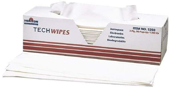 Ability One - Flat Fold Clean Room/Lab/Critical Task Wipes - 16-1/2" x 15" Sheet Size, White - USA Tool & Supply