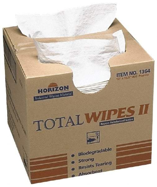 Ability One - Flat Fold Shop Towel/Industrial Wipes - 16-1/2" x 10" Sheet Size, White - USA Tool & Supply