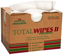 Ability One - Flat Fold Shop Towel/Industrial Wipes - 16-1/2" x 13" Sheet Size, White - USA Tool & Supply