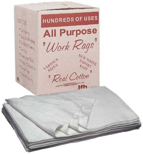 Ability One - 9 Inch Long x 11-1/2 Inch Wide Cotton Rags - White, Box - USA Tool & Supply