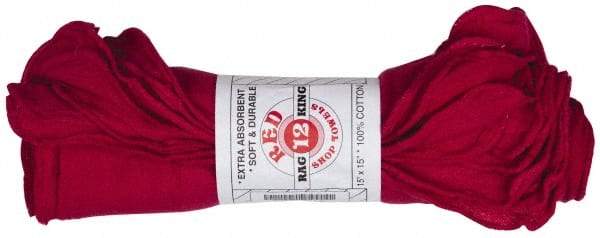 Ability One - 16 Inch Long x 15 Inch Wide Cotton Shop Cloths - Red - USA Tool & Supply