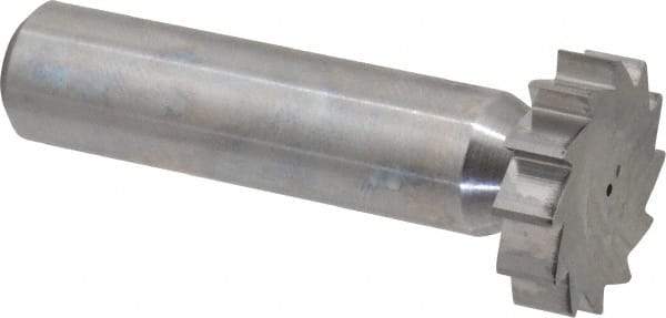 Made in USA - 7/8" Diam x 7/32" Face Width, Solid Carbide, 12 Teeth, Shank Connection Woodruff Keyseat Cutter - Uncoated, 2-7/32" OAL x 1/2" Shank, Straight Teeth, ANSI 707, Old Standard 12 - USA Tool & Supply