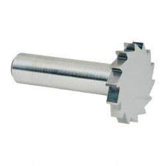 Made in USA - 1-1/4" Diam x 3/16" Face Width, Solid Carbide, 14 Teeth, Shank Connection Woodruff Keyseat Cutter - Uncoated, 2-3/16" OAL x 1/2" Shank, Straight Teeth, ANSI 610, Old Standard 19 - USA Tool & Supply