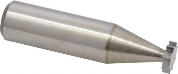 Made in USA - 3/8" Diam x 3/32" Face Width, Solid Carbide, 8 Teeth, Shank Connection Woodruff Keyseat Cutter - Uncoated, 2-3/32" OAL x 1/2" Shank, Straight Teeth, ANSI 303, Old Standard 212 - USA Tool & Supply