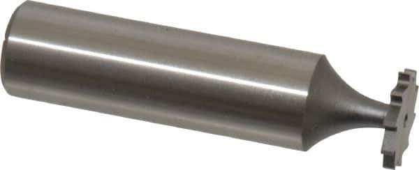 Made in USA - 1/2" Diam x 1/16" Face Width, High Speed Steel, 10 Teeth, Shank Connection Woodruff Keyseat Cutter - Uncoated, 2-1/16" OAL x 1/2" Shank, Straight Teeth, ANSI 204, Old Standard 1 - USA Tool & Supply