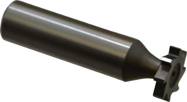 Made in USA - 5/8" Diam x 1/8" Face Width, High Speed Steel, 8 Teeth, Shank Connection Woodruff Keyseat Cutter - Uncoated, 2-1/8" OAL x 1/2" Shank, Straight Teeth, ANSI 405, Old Standard 5 - USA Tool & Supply