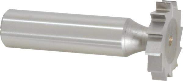 Made in USA - 1" Diam x 3/16" Face Width, High Speed Steel, 12 Teeth, Shank Connection Woodruff Keyseat Cutter - Uncoated, 2-3/16" OAL x 1/2" Shank, Straight Teeth, ANSI 608, Old Standard 13 - USA Tool & Supply