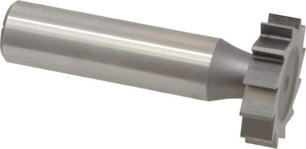 Made in USA - 1" Diam x 1/4" Face Width, High Speed Steel, 12 Teeth, Shank Connection Woodruff Keyseat Cutter - Uncoated, 2-1/4" OAL x 1/2" Shank, Straight Teeth, ANSI 808, Old Standard 15 - USA Tool & Supply