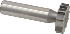 Made in USA - 1" Diam x 1/4" Face Width, High Speed Steel, 12 Teeth, Shank Connection Woodruff Keyseat Cutter - Uncoated, 2-1/4" OAL x 1/2" Shank, Straight Teeth, ANSI 808, Old Standard 15 - USA Tool & Supply