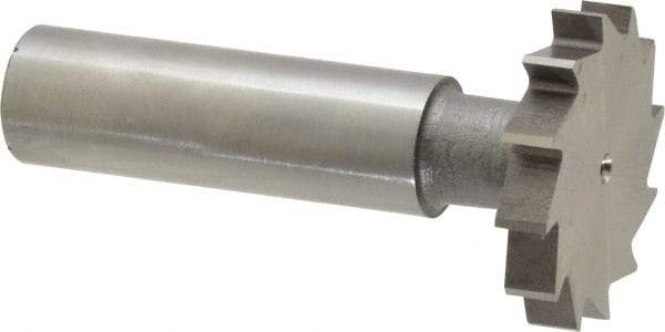 Made in USA - 1-1/8" Diam x 3/16" Face Width, High Speed Steel, 12 Teeth, Shank Connection Woodruff Keyseat Cutter - Uncoated, 2-3/16" OAL x 1/2" Shank, Straight Teeth, ANSI 609, Old Standard 16 - USA Tool & Supply