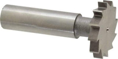 Made in USA - 1-1/8" Diam x 3/16" Face Width, High Speed Steel, 12 Teeth, Shank Connection Woodruff Keyseat Cutter - Uncoated, 2-3/16" OAL x 1/2" Shank, Straight Teeth, ANSI 609, Old Standard 16 - USA Tool & Supply