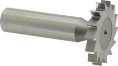 Made in USA - 1-1/4" Diam x 3/16" Face Width, High Speed Steel, 14 Teeth, Shank Connection Woodruff Keyseat Cutter - Uncoated, 2-3/16" OAL x 1/2" Shank, Straight Teeth, ANSI 610, Old Standard 19 - USA Tool & Supply