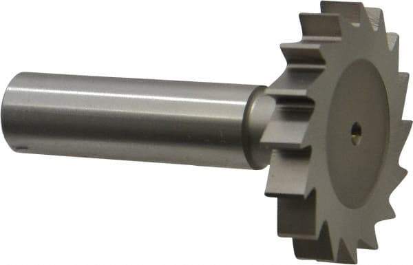 Made in USA - 1-1/2" Diam x 1/4" Face Width, High Speed Steel, 16 Teeth, Shank Connection Woodruff Keyseat Cutter - Uncoated, 2-1/4" OAL x 1/2" Shank, Straight Teeth, ANSI 812, Old Standard 24 - USA Tool & Supply