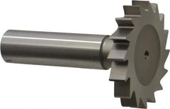 Made in USA - 1-1/2" Diam x 1/4" Face Width, High Speed Steel, 16 Teeth, Shank Connection Woodruff Keyseat Cutter - Uncoated, 2-1/4" OAL x 1/2" Shank, Straight Teeth, ANSI 812, Old Standard 24 - USA Tool & Supply