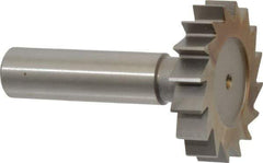 Made in USA - 1-1/2" Diam x 5/16" Face Width, High Speed Steel, 16 Teeth, Shank Connection Woodruff Keyseat Cutter - Uncoated, 2-5/16" OAL x 1/2" Shank, Straight Teeth, ANSI 1012, Old Standard 25 - USA Tool & Supply