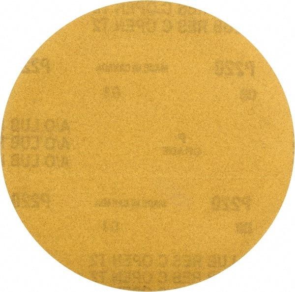 Made in USA - 6" Diam, 220 Grit, Aluminum Oxide Hook & Loop Disc - Very Fine Grade, Coated, C Weight Paper Backing, - USA Tool & Supply