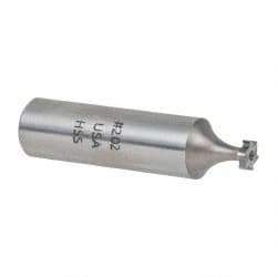 Made in USA - 1/4" Diam x 1/16" Face Width, High Speed Steel, 6 Teeth, Shank Connection Woodruff Keyseat Cutter - Uncoated, 2-1/16" OAL x 1/2" Shank, Straight Teeth, ANSI 202, Old Standard 201 - USA Tool & Supply