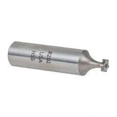 Made in USA - 1/4" Diam x 1/16" Face Width, High Speed Steel, 6 Teeth, Shank Connection Woodruff Keyseat Cutter - Uncoated, 2-1/16" OAL x 1/2" Shank, Straight Teeth, ANSI 202, Old Standard 201 - USA Tool & Supply