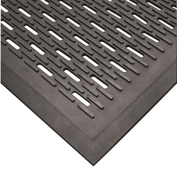 Wearwell - 5 Ft. Long x 3 Ft. Wide, Natural Rubber Surface, Raised Bars and Scrapers (Reversible) Entrance Matting - 5/16 Inch Thick, Outdoor, SBR Rubber, Black, Series 224 - USA Tool & Supply
