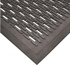 Wearwell - 5 Ft. Long x 3 Ft. Wide, Natural Rubber Surface, Raised Bars and Scrapers (Reversible) Entrance Matting - 5/16 Inch Thick, Outdoor, SBR Rubber, Black, Series 224 - USA Tool & Supply