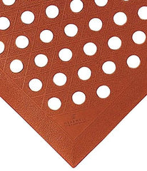 Wearwell - 5' Long, Dry/Wet Environment, Anti-Fatigue Matting - Terra Cotta, Nitrile Blend with Nitrile Rubber Base, Beveled on 4 Sides - USA Tool & Supply