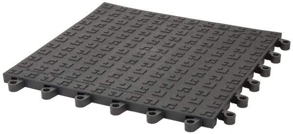 Wearwell - 18" Long x 18" Wide x 7/8" Thick, Anti-Fatigue Modular Matting Soft Open Grid - 4 Interlocking Sides, Charcoal, For Dry Areas, Series 566 - USA Tool & Supply