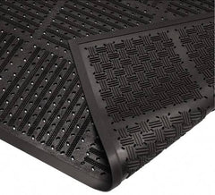 Wearwell - 6 Ft. Long x 3 Ft. Wide, Natural Rubber Surface, Raised Bars and Scrapers (Reversible) Entrance Matting - 7/16 Inch Thick, Outdoor, Heavy Traffic, Natural Rubber, Black, Series 227 - USA Tool & Supply