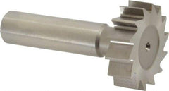 Made in USA - 1-1/4" Diam x 3/8" Face Width, High Speed Steel, 14 Teeth, Shank Connection Woodruff Keyseat Cutter - Uncoated, 2-3/8" OAL x 1/2" Shank, Straight Teeth, ANSI 1210, Old Standard E - USA Tool & Supply