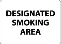 NMC - "Designated Smoking Area", 10" Long x 14" Wide, Rigid Plastic Safety Sign - Rectangle, 0.05" Thick, Use for Smoking Regulations - USA Tool & Supply
