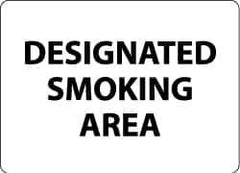 NMC - "Designated Smoking Area", 10" Long x 14" Wide, Aluminum Safety Sign - Rectangle, 0.04" Thick, Use for Smoking Regulations - USA Tool & Supply