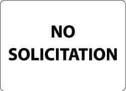 NMC - "No Solicitation", 10" Long x 14" Wide, Aluminum Safety Sign - Rectangle, 0.04" Thick, Use for Security & Admittance - USA Tool & Supply